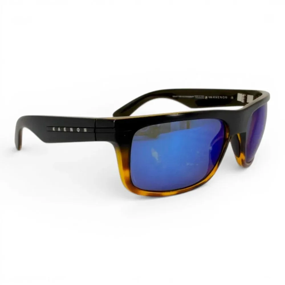 Kaenon Burnet Polarized Sunglasses Matte Black + Tortoise Pacific Blue Mirror